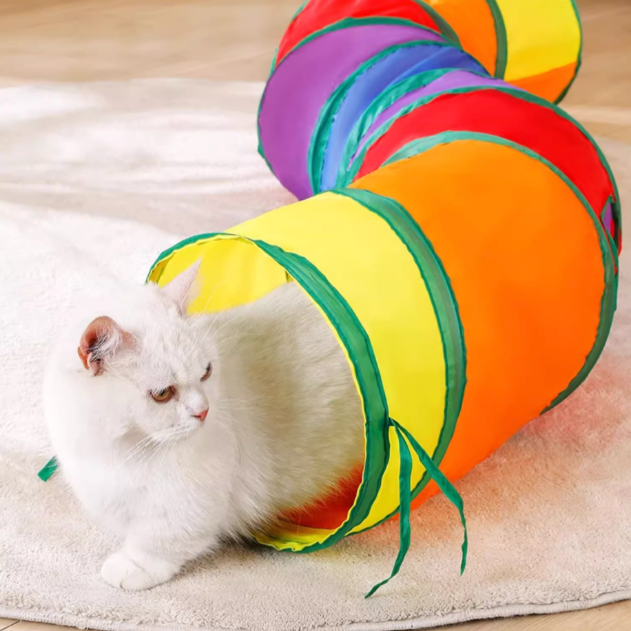 Foldable Rainbow Cat Tunnel
