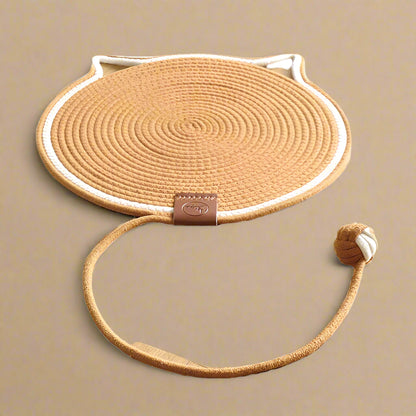 Cat-Shaped Scratcher Mat with Ball