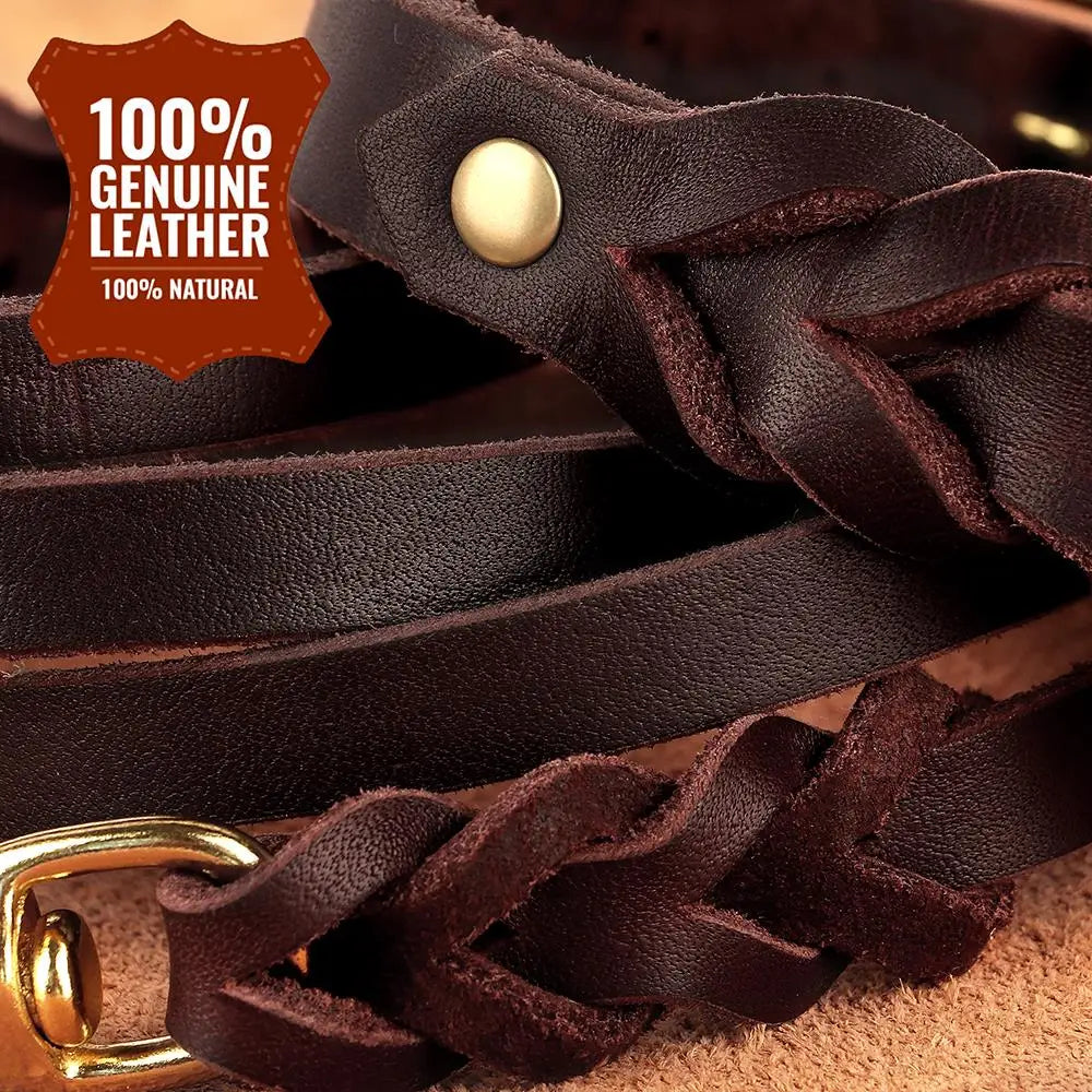 Genuine Leather Braided Dog Collar