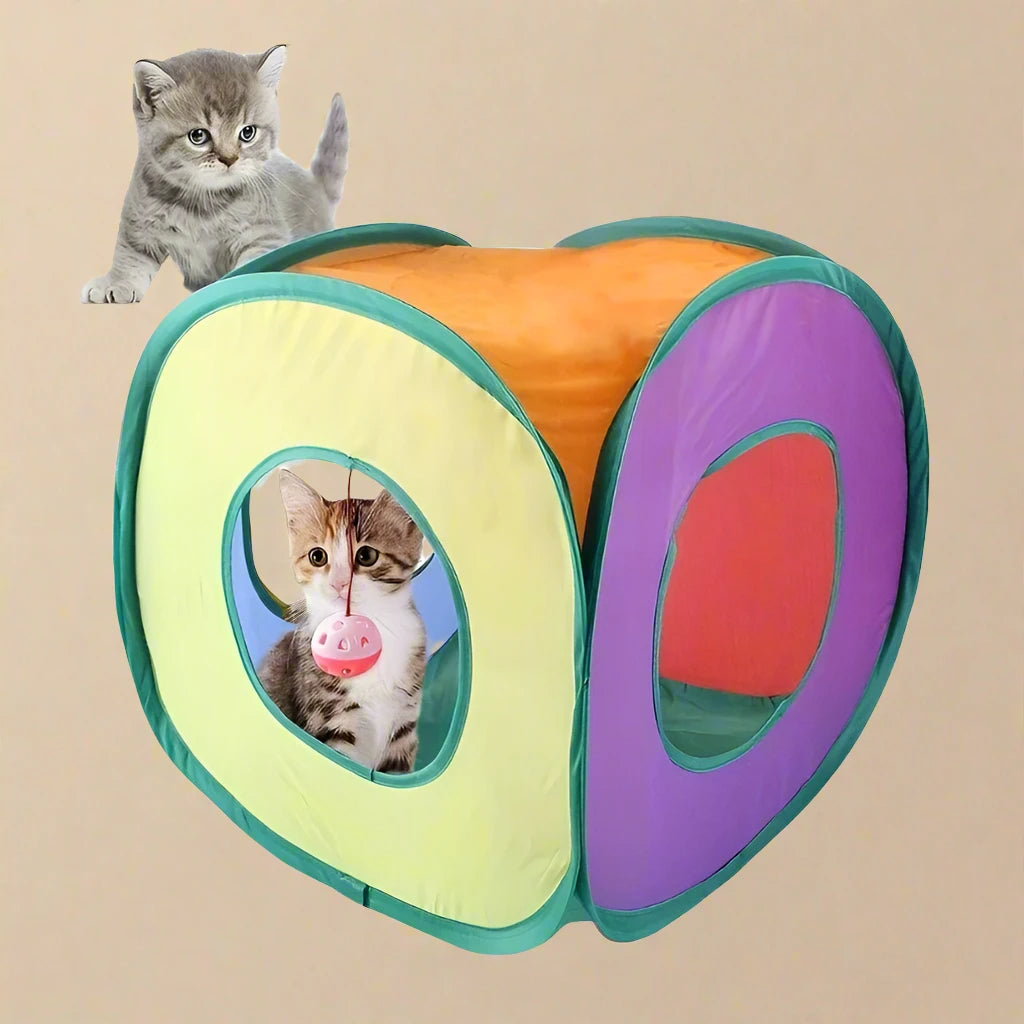 Foldable Rainbow Cat Tunnel Tent